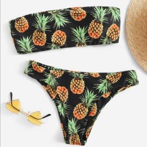 Pineapple print bandeau bikini